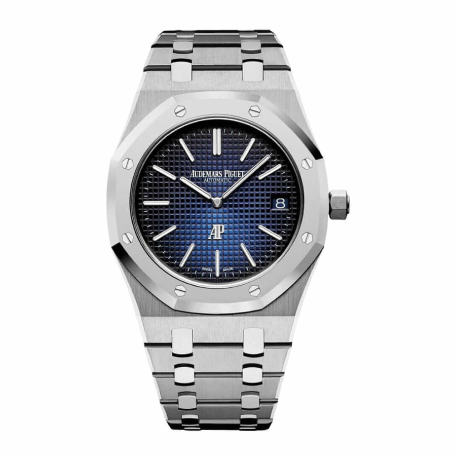 AP-Extra-Thin-Blue-Dial-Replica.webp Audemars Piguet Royal Oak “Jumbo” Extra-Thin 16202ST “Blue Dial” Masterpiece Replica - Image 1