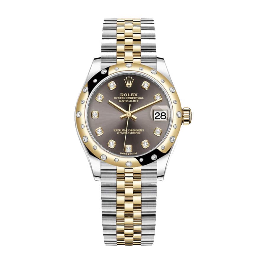 rolex-datejust-31mm-278343rbr-yellow-gold-steel-automatic-grey-with-diamond-dial.jpg Rolex Datejust 278343RBR Champagne Roman Dial Ultra Realistic Replica - Image 1